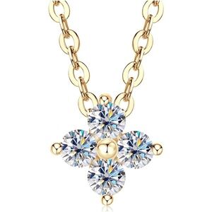 10k solid gold diamond clover pendant